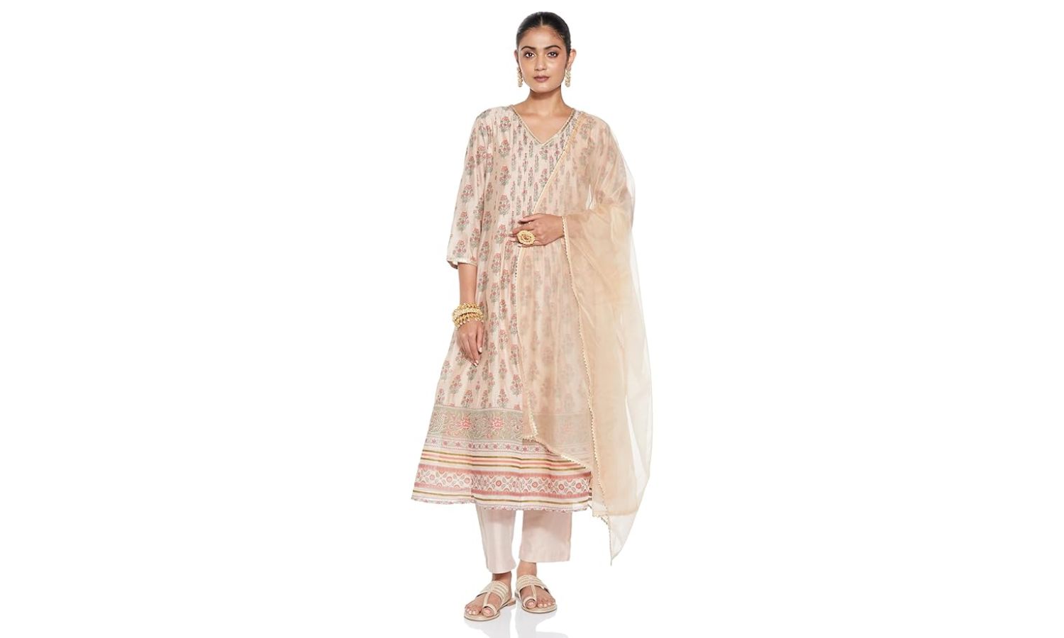 Unstitched Cotton Blend Salwar Suit Material Floral Print